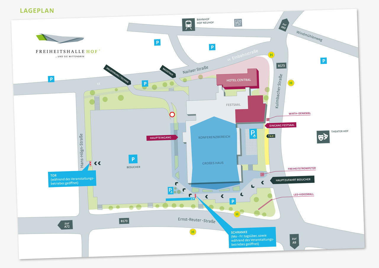 Lageplan für Besucher der Freiheitshalle